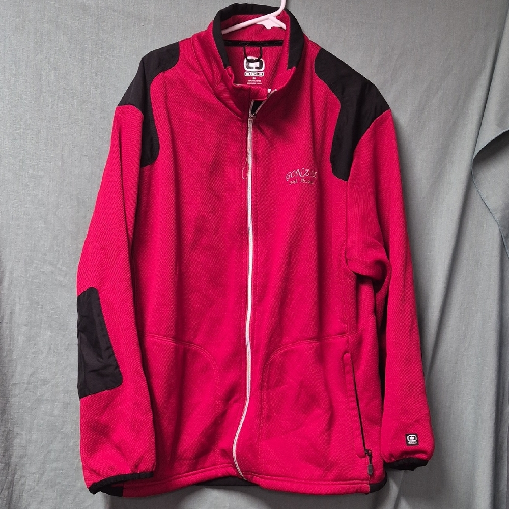 Ogio Gonzoz Mens 34th Annual Red With Black Patches Zip Up Jacket